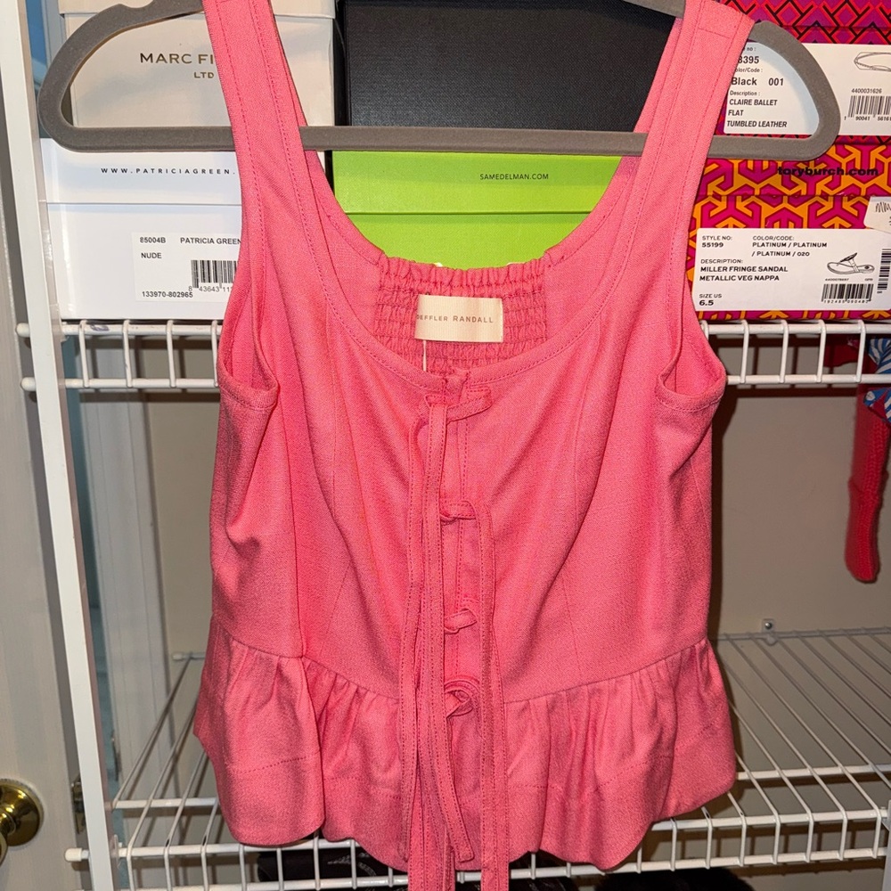 Loeffler Randall Pink Ruffle Tank Top